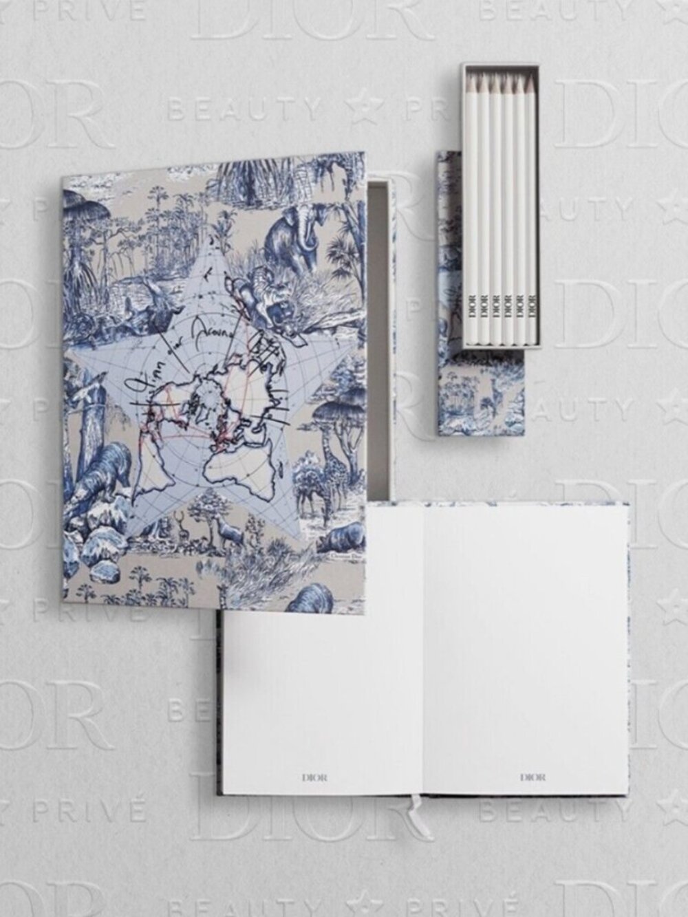 Dior Office Around The World Gift Set Notebook Pencils Gift Box Authentic